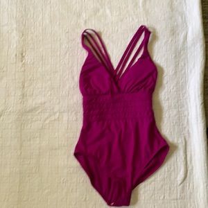 Hot pink strapped one piece swimsuit